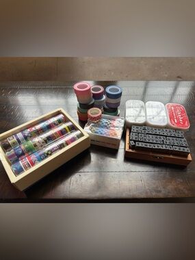 Craft scrapbook junk journal Washi Tape Assortment and stamping supplies